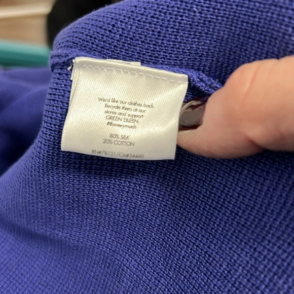 Eileen Fisher Petite Blue/Purple Cotton/Silk Blend Knit Cardigan Size PP (XS/P) - Picture 6 of 6